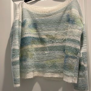Anthropologie sweater. Size small. Cream and green and blue.